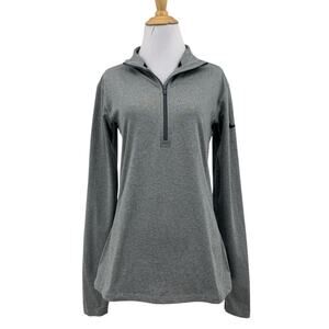 Nike Sweatshirt Womens L Large Gray Heather Pro Warm Dri Fit Half Zip Training